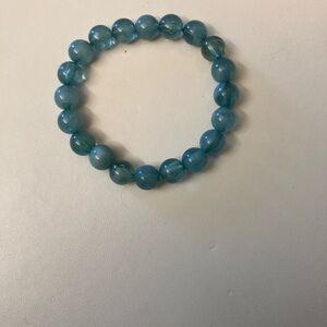 Blue Beaded Amber Bracelet